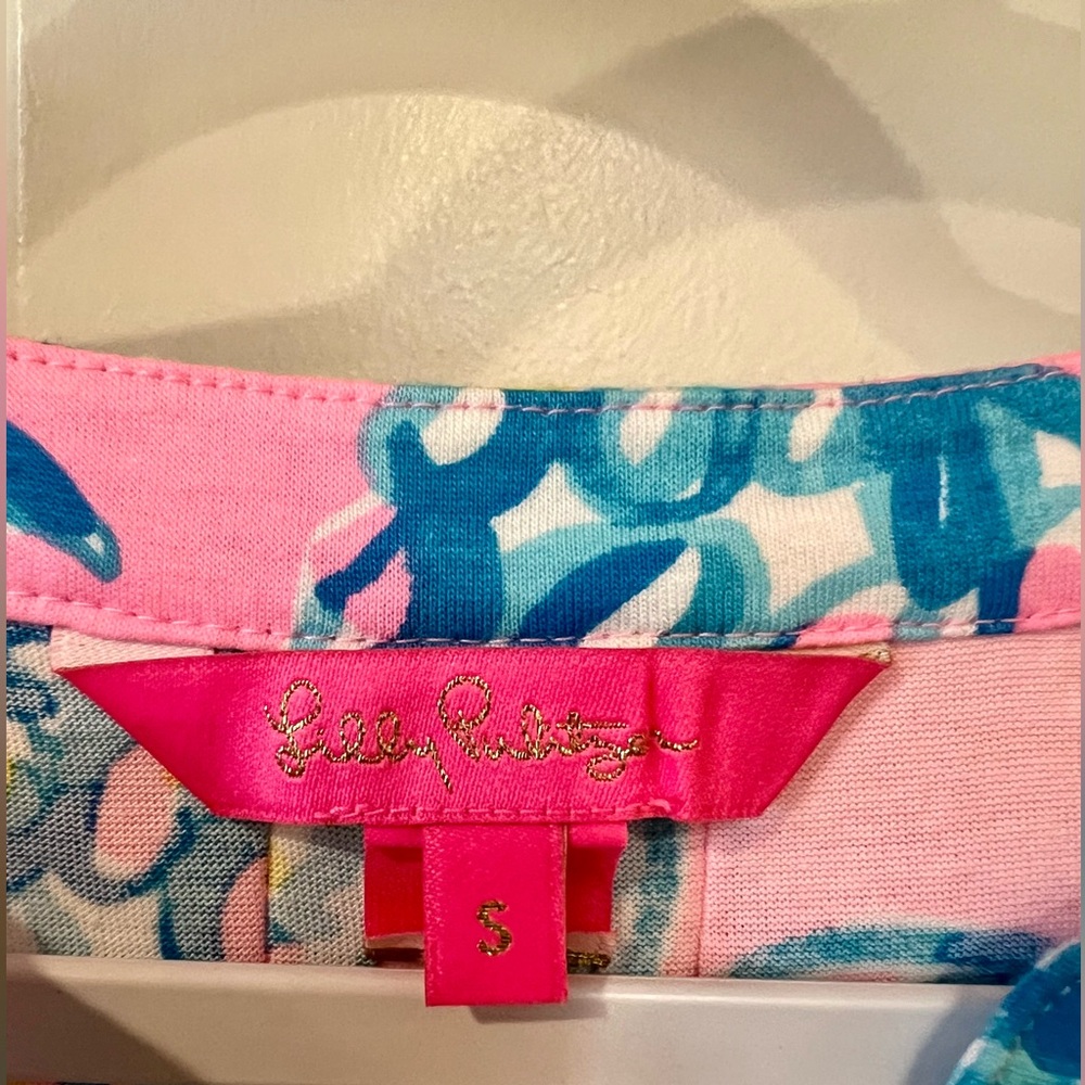 Lilly Pulitzer Pink Pineapple Print Ruffle Sleeve Top - Picture 2 of 3
